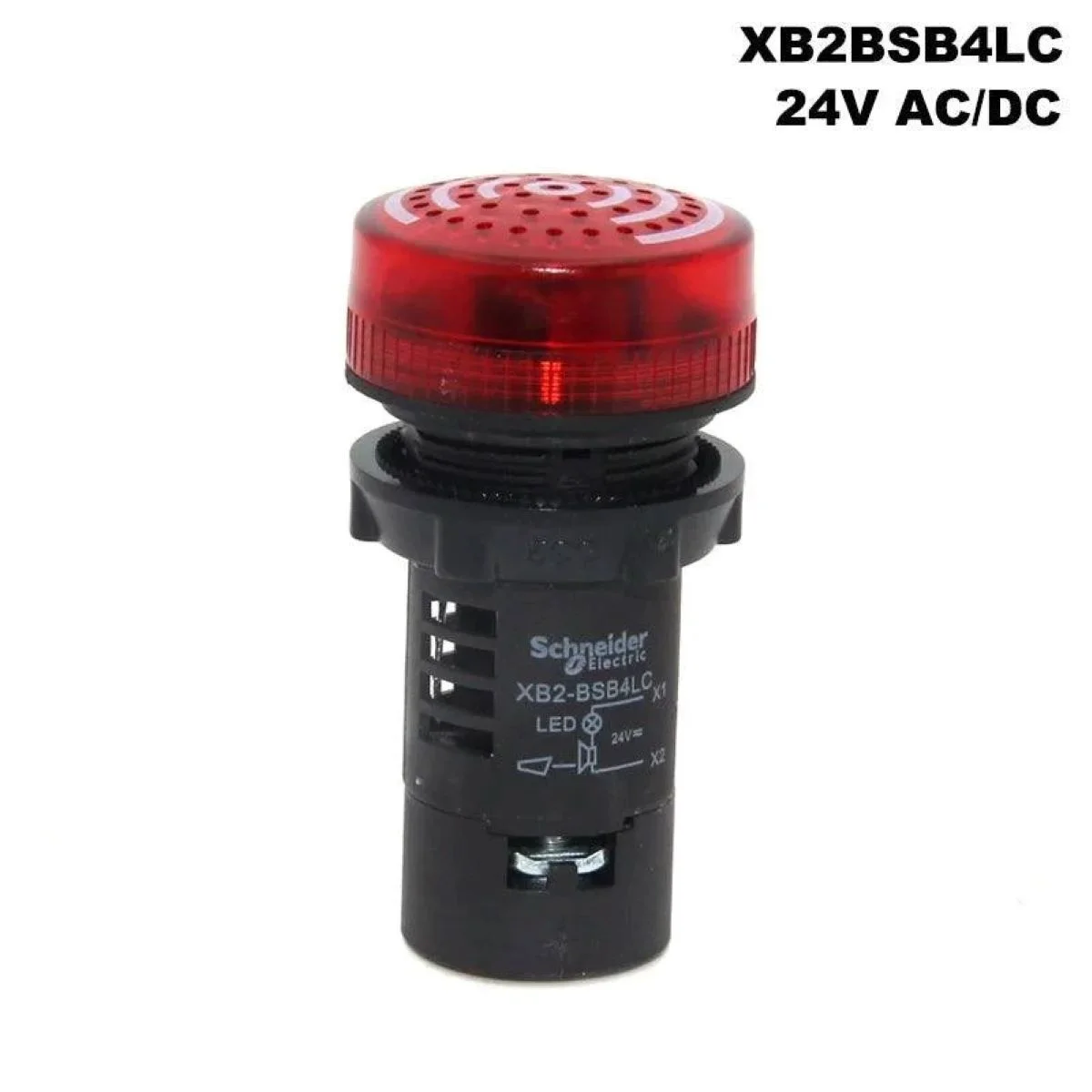 XB2BSB4LC Illuminated buzzer, Easy Harmony XB2, plastic, red, 22mm, 90dB, 24V AC/DC