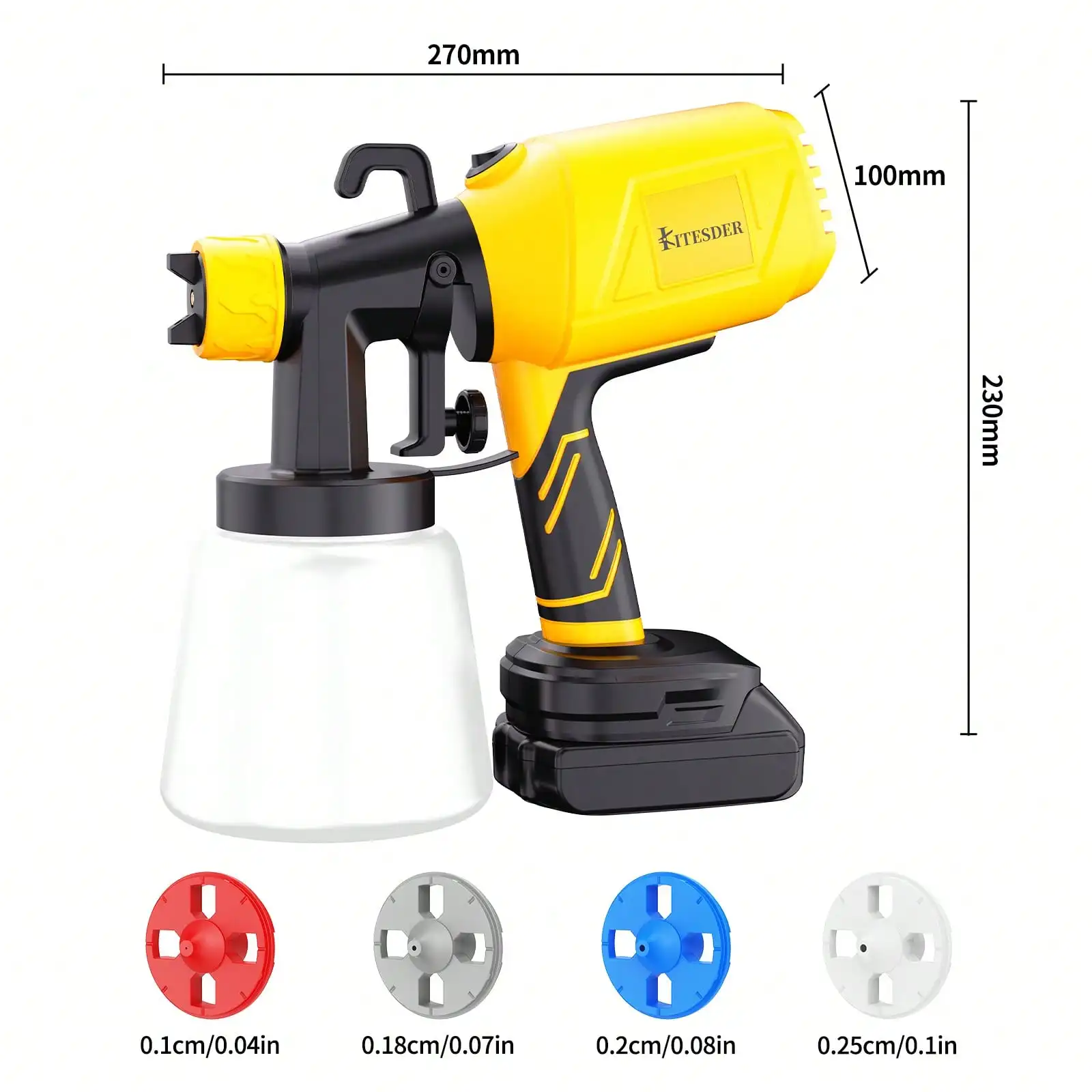 1000ML Cordless High Pressure Paint Sprayer For Home, 39000RPM High Speed Motor, Precise Flow Control Knob, 3 Spray Patterns For DIY Crafts Home Interior Exterior – Bright Yellow