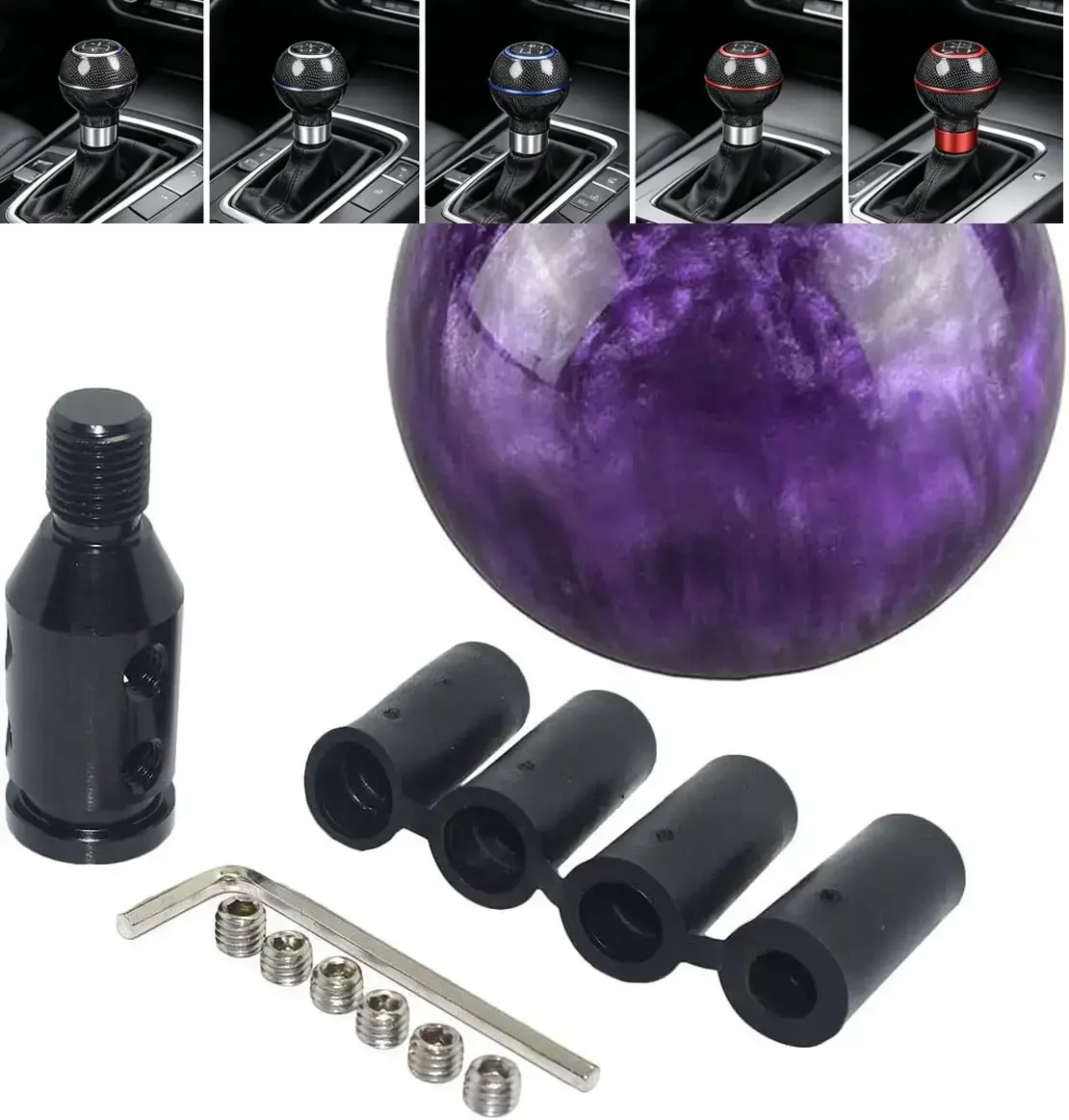 New Car Threaded White Round Manual Gear shift Lever Shifter Knob Ball Replacement Fit For Honda Toyota Nissan Mitsubishi