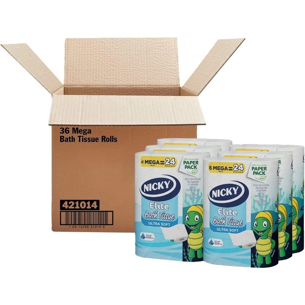 

Элитная туалетная бумага, 36 ультрамягких мегарулонов, 144 обычных рулонов, пригодная для вторичной переработки бумага, упаковка