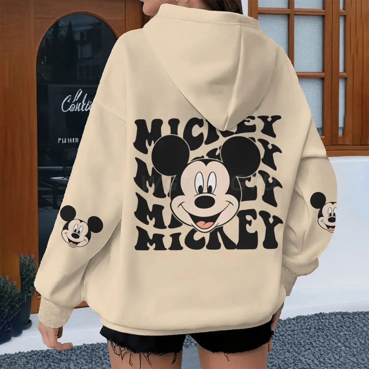 เสื้อฮู้ดขนแกะลายมิกกี้เมาส์สำหรับผู้หญิง แฟชั่นตัวละครอนิเมะ Y2K ซูดาเดราส ฤดูใบไม้ผลิ ฤดูใบไม้ร่วง ดีไซน์มิกกี้เมาส์ เสื้อฮู้ดผู้หญิง