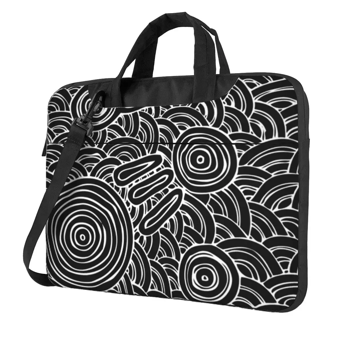 Authentic Aboriginal Art Meeting Places B And W Crossbody Laptop Bag Case Computer Bag 13 14 15.6 Inch Notebook Pouch Macbook