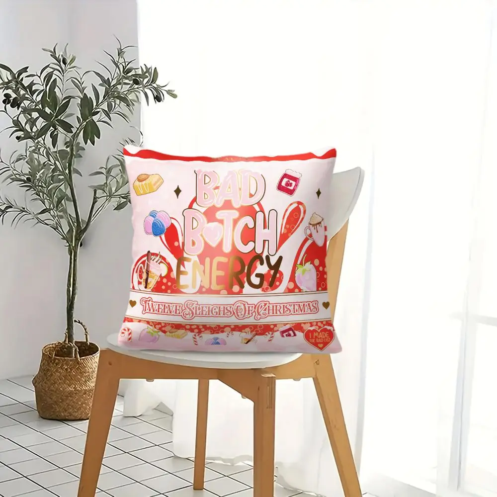 Energy Throw Pillow, 45×45cm Funny Slogan Cushion Accent Pillow, for Sofa Bedroom Dorm Gift for Teen Girls Women