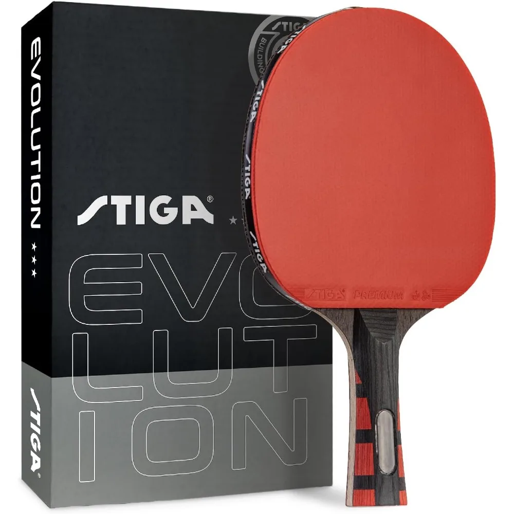 STIGA エボリューション パフォーマンス ピンポン パドル - 6層ライトブレード - 2mm トーナメント承認済みプレミアムスポンジ - フレアハンドル（ネオ用）