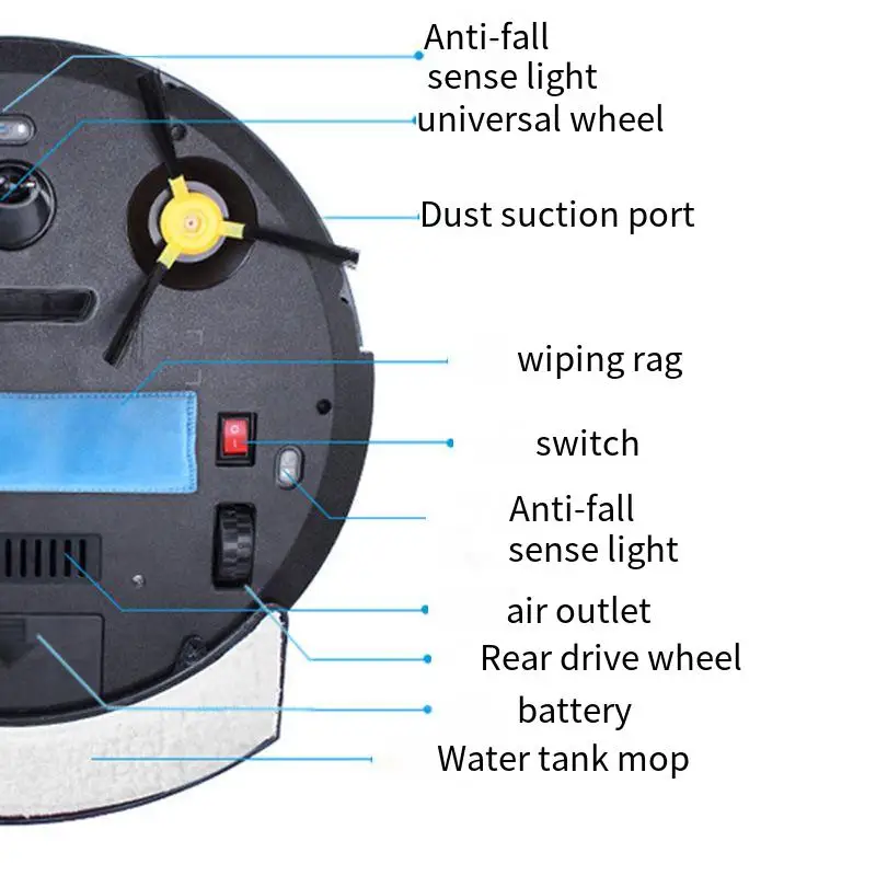 روبوت كنس منزلي ذكي، مكنسة كهربائية صغيرة جديدة، ماكينة كنس أوتوماتيكية بالكامل وقابلة لإعادة الشحن