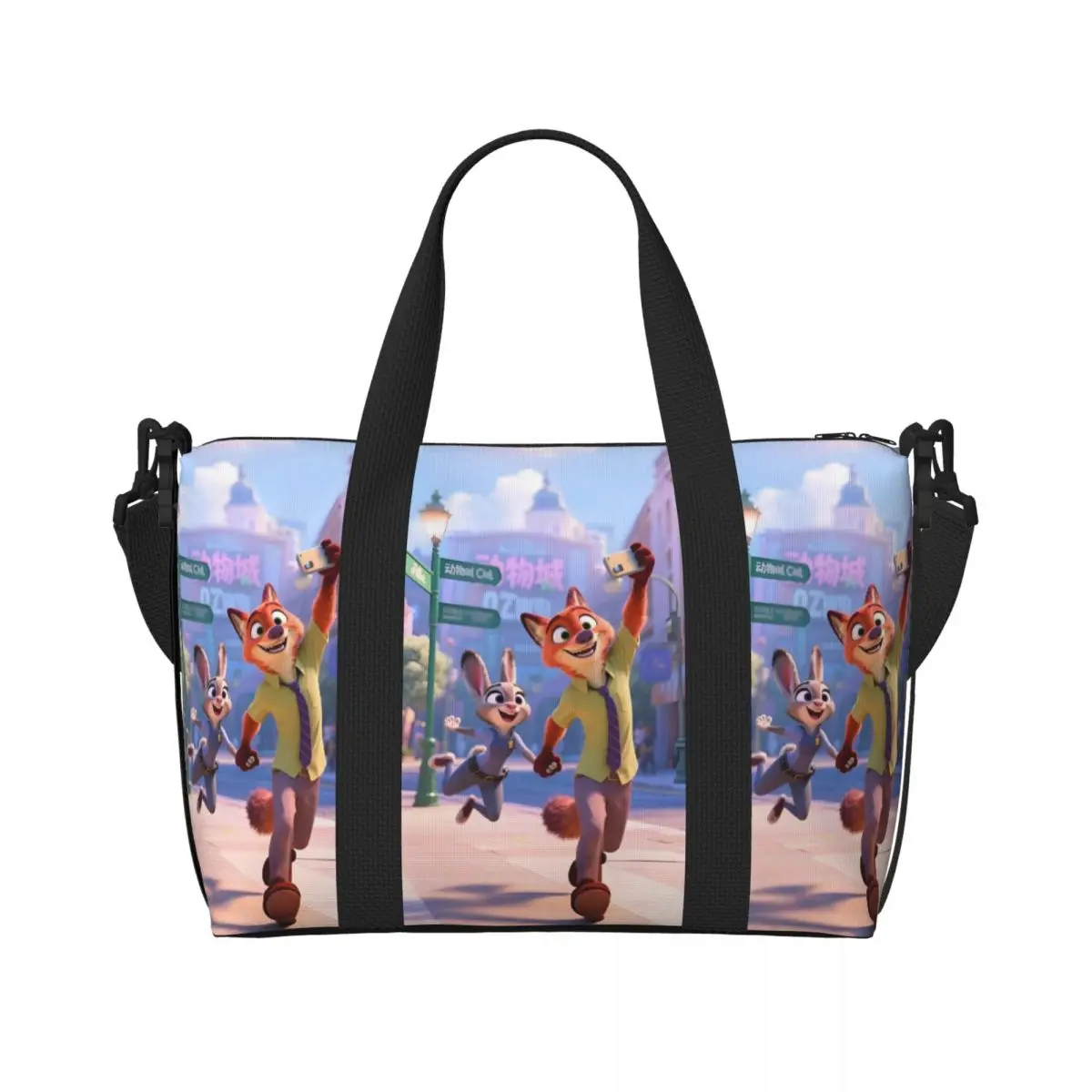 

Изготовленная на заказ сумка для покупок Zootopia Grocery Tote, женская большая вместительная пляжная дорожная сумка Judy and Nick Gym