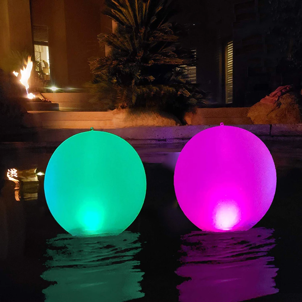 LED Beach Ball Pool Toys Inflatable Light Up Ballon Floating Pool Light With Remote13 Colors Glow In Dark Party Decor Pool/Beach
