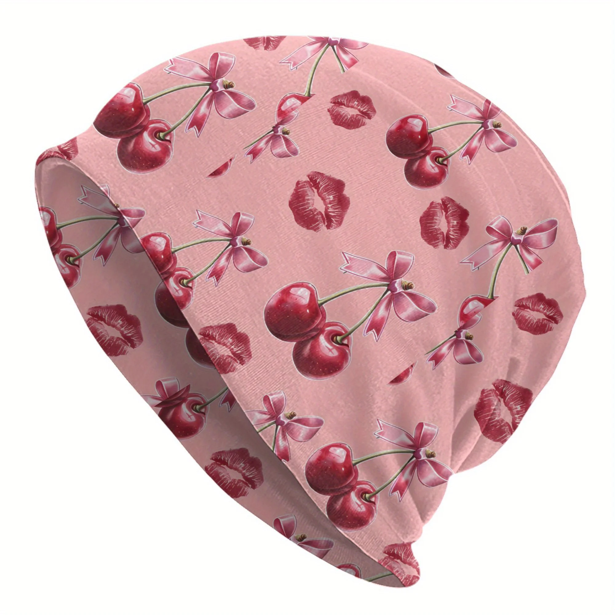 Girly Cherry Pink Ribbon Women Girls Men'S Fashion Hats, Including Cherry Beanie Caps and Bonnets