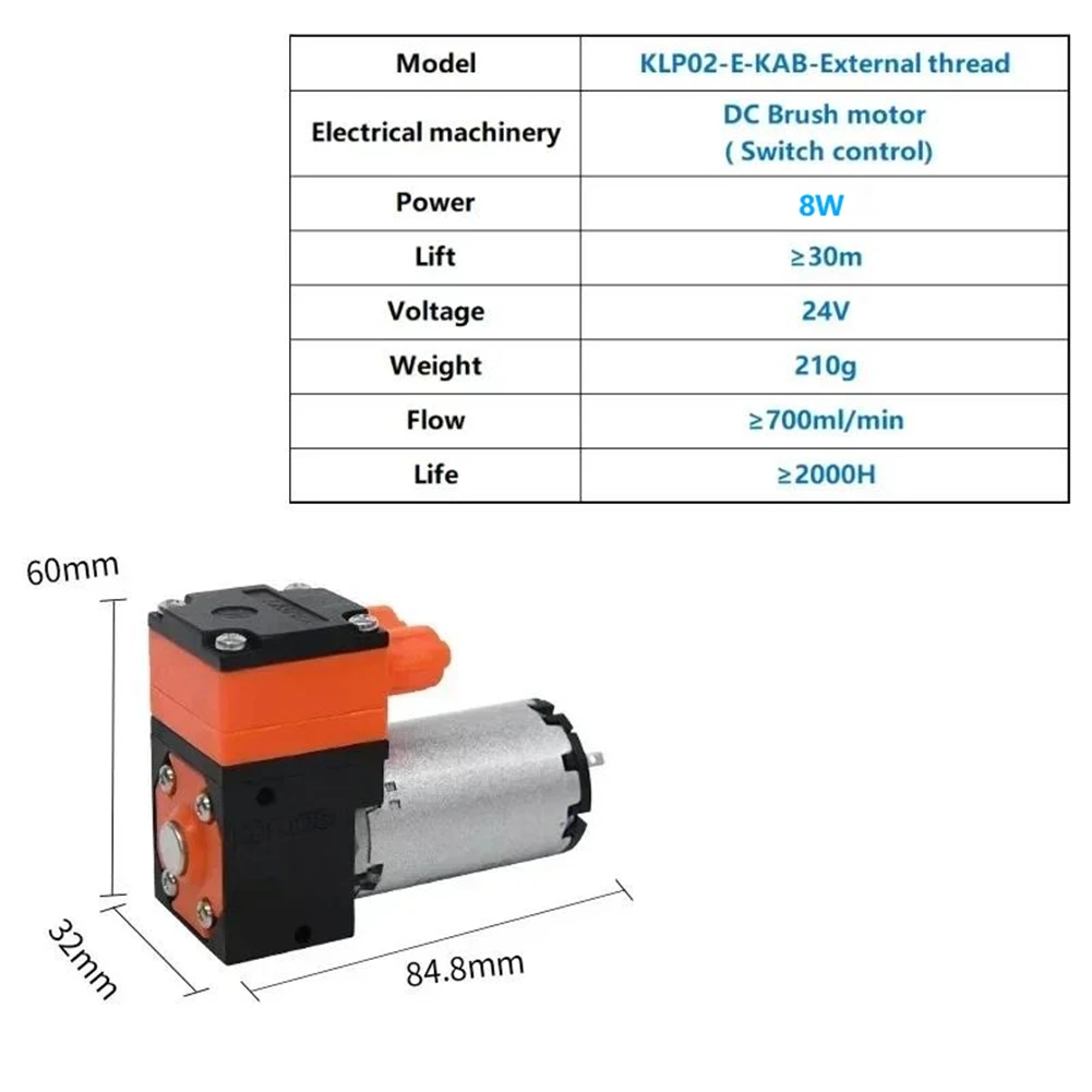 

Light Weight 700ml/Min KLP02 High Diaphragm Liquid Pump DC Motor Liquid Pressure 3 Bar for Washing Equipment 12V