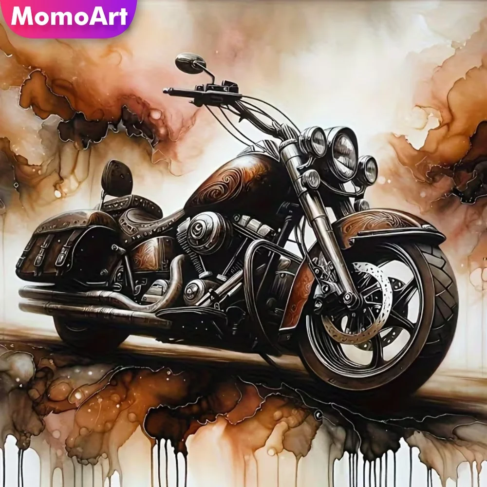 Momoart Motorcycle Diamond Embroidery Landscape Painting Pattern for Adults Beginners Diamond Mosaic DIY Home Decoration