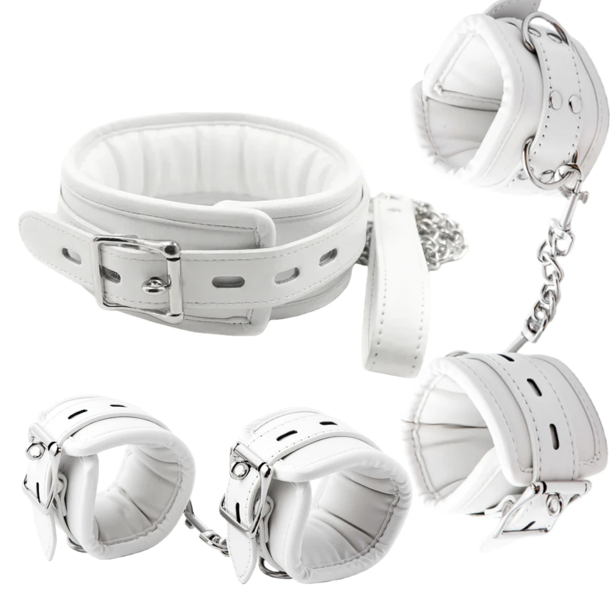 High Quality Sponge Metal Chain Handcuffs Ankle Cuff Collar BDSM Bondage Sex Toy Kit Restraints BDSM Bondage Adults Sex Products