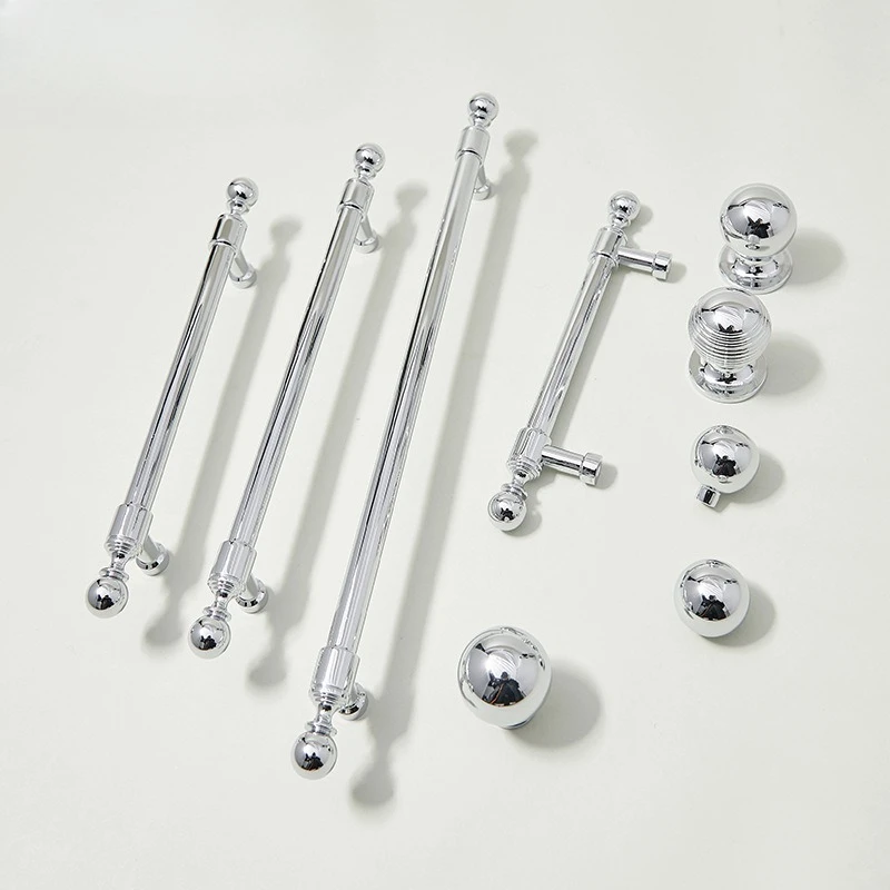 Furniture Silver Shower Door Handle Solid Brass Knobs Wardrobe Handle Drawer Hands In Bedroom Closet Electroplated Shiny Handle