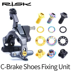 RISK 16PCS Titanium Alloy Bicycle C Clip Brake Block Fixed Screw Kits V Brake Bolts Nuts Gasket General for UT/DA/105 Road Bike