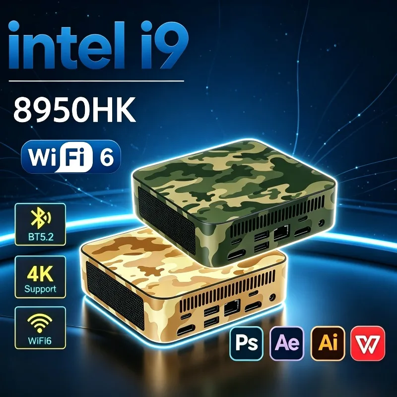 2026 Intel Core i9 8950HK Mini PC Gaming RAM 16GB M.2 SSD 1TB Portable Computer BT5.2 WiFi6 Office Gamer PC