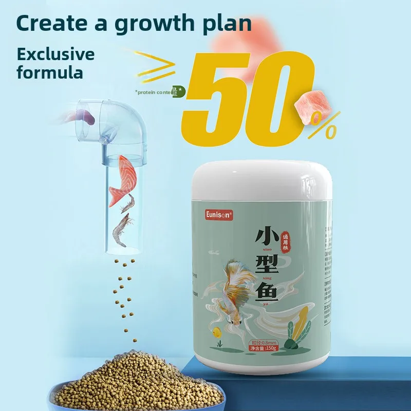 Eunison High Protein Floating Fish Food Pellets for Guppy,Small Granule Tropical Fish Feed for Tetra,Zebra Danio,Color Enhancing