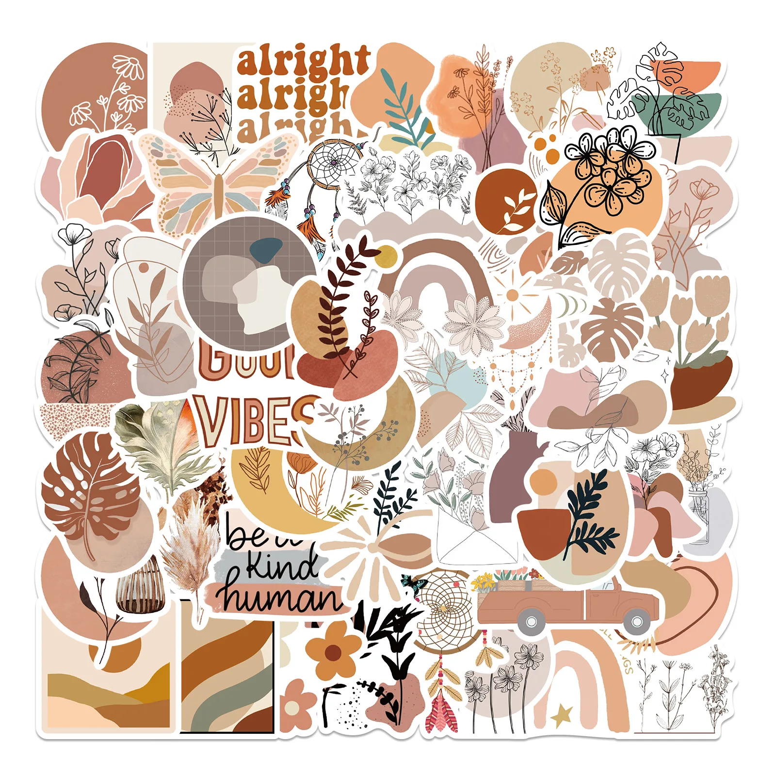 

50Pcs Bohemian Style Graffiti Stickers Waterproof DIY Decor for Luggage Laptop Notebook