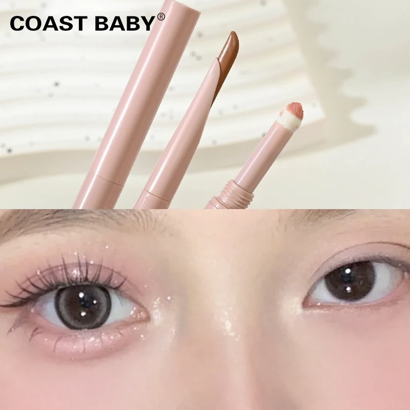 Double Ended Liggende Zijderups Eyeliner Potlood Naakt Roze Diamant Glitter Matte Markeerstift Oog Bleekmiddel Make-up Cosmetica