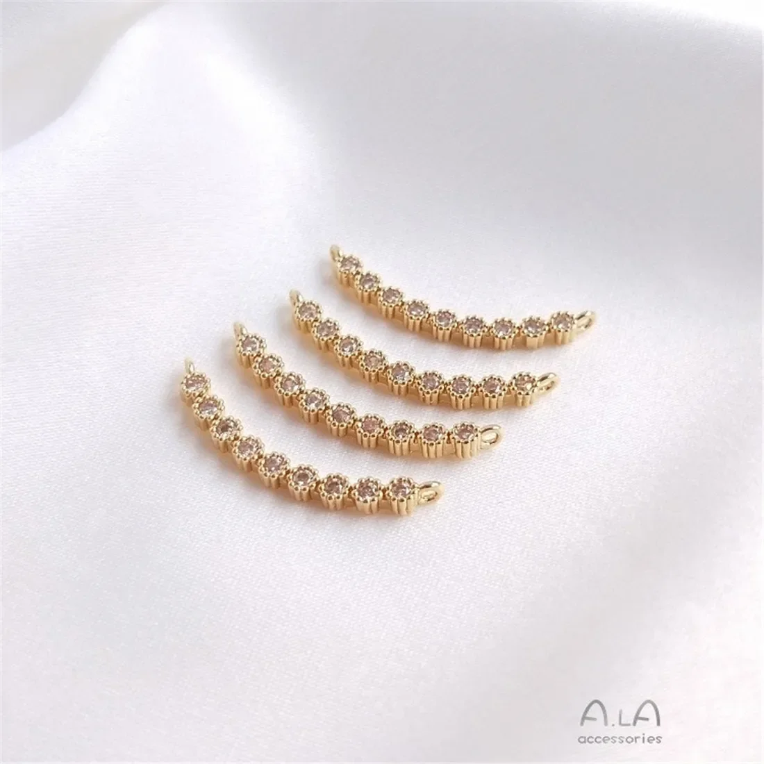 Colgante de varilla de conexión en forma de C, medio redondo, doble agujero, envuelto en oro de 14K, pendientes hechos a mano, pulsera, dije, accesorio para collar