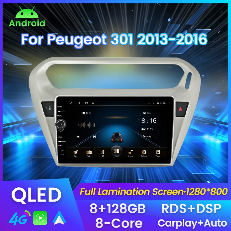 Car Radio For Peugeot 301 For Citroen C-Elysee CElysee 2012 - 2016 Multimedia Player Navigation GPS For Carplay Android auto bt