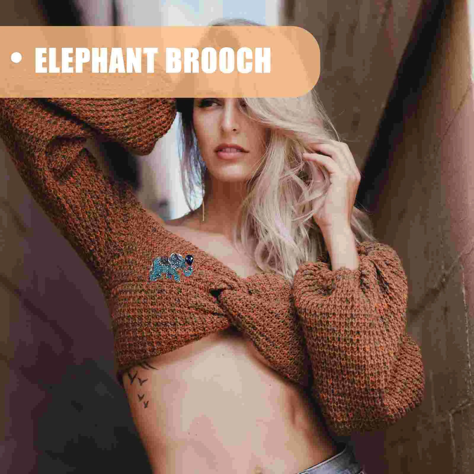   Olifant Broche Pak Borstspeld Corsage Creatieve Legering Revers Strass Ingelegd Miss