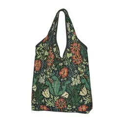 Sac fourre-tout personnalisé William Instability, motif d'art floral Compton, sac à provisions à motif textile portable, sac à provisions initié à l'épicerie