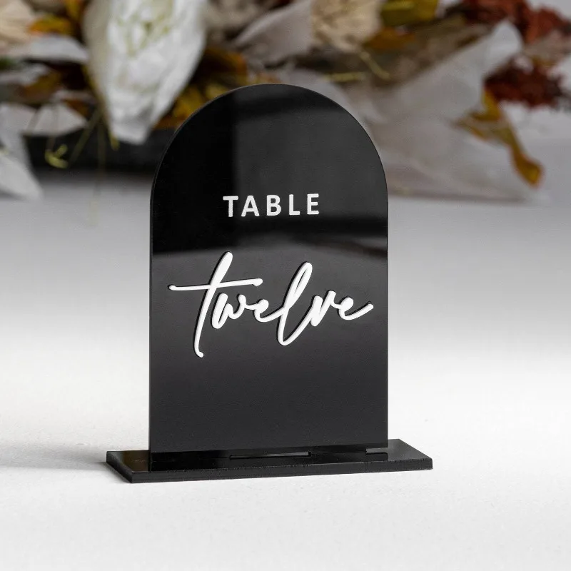 

Arch Wedding Table Numbers with Stands Acrylic Display Signs and Holders for Reception,Decoration,Party, Anniversary, Event