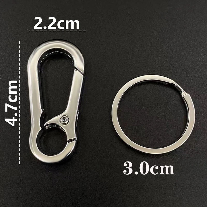 1PCS Durable Car Keychain One-Piece Molding Lightweight Material Stainless Steel Buckle Hook Outdoor Carabiner Shape Key Ring