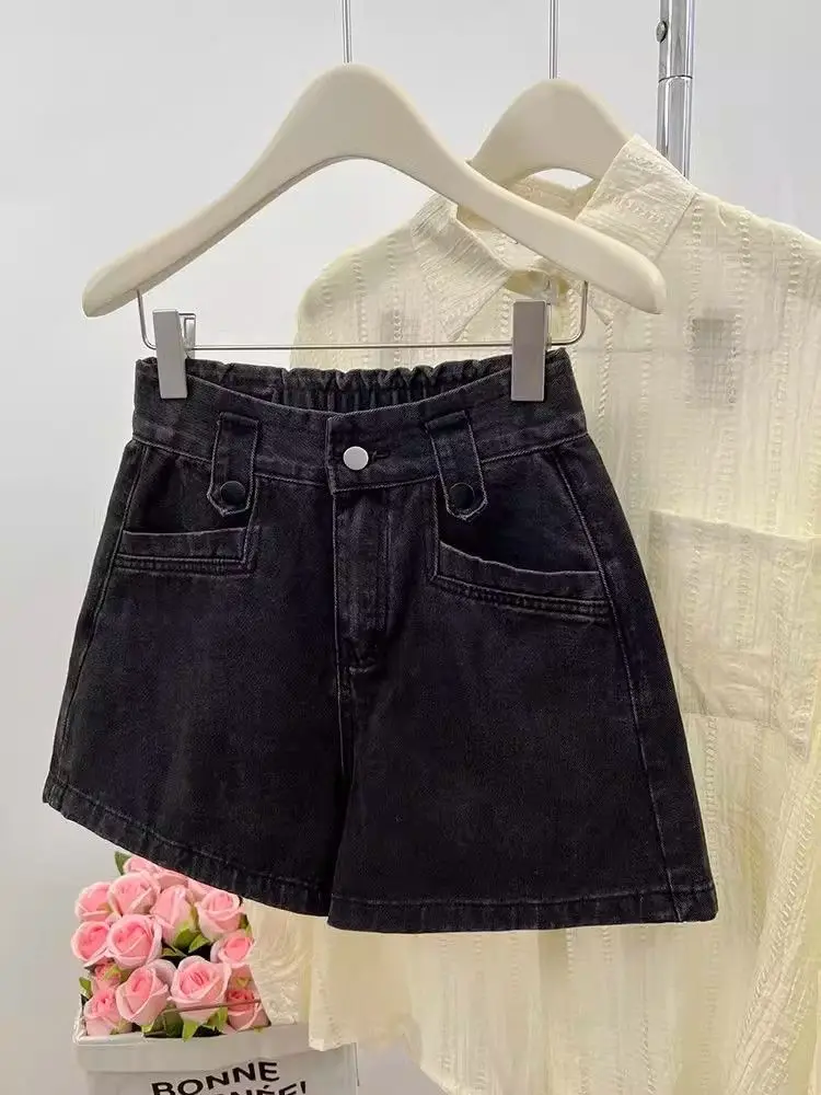 New High Waist Loose Denim Shorts Women's Summer Versatile Vintage A-Line Wide Leg Short Korean Style Casual Jean Shorts