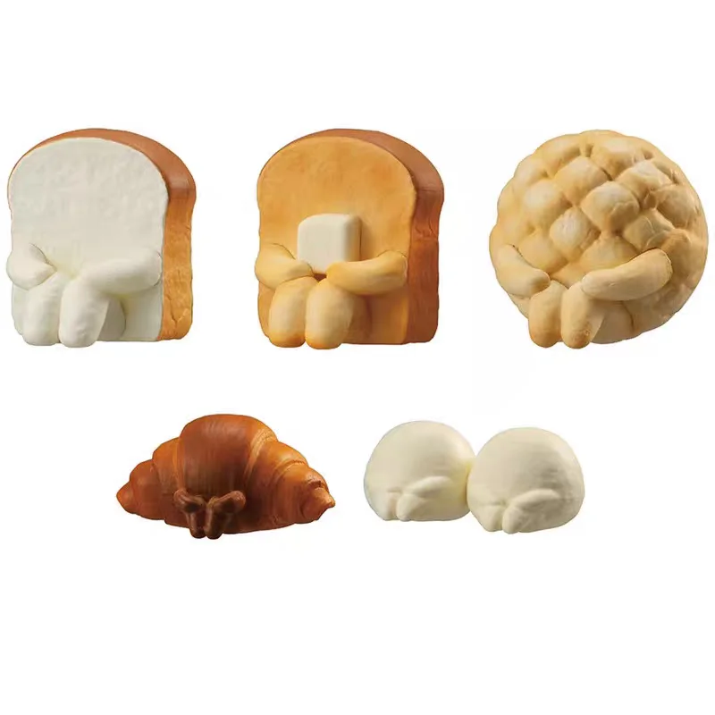 

Bandai Bread in The Waiting Stand Someone Up Hugging One's Knees Sitting Idly Miniature Figurines Capsule Toys No Eggshells