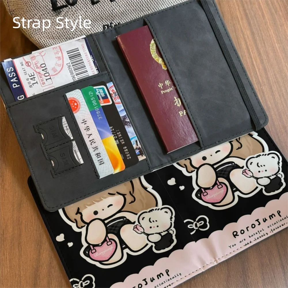 الكرتون الأرنب حامل جواز السفر متعدد الوظائف متعدد الألوان بطاقة المشبك المحفظة خفيفة الوزن مستطيل حقيبة مستندات السفر #1