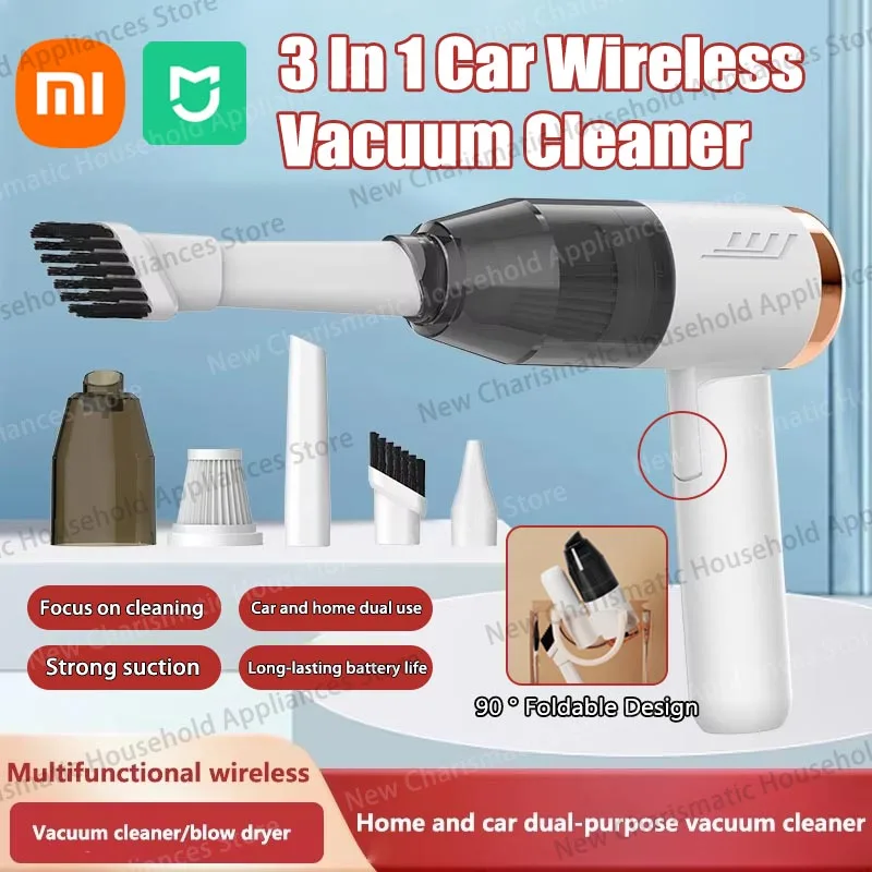 Xiaomi 3 In 1 Car Vacuum Cleaner Wireless Charging Car Home High Suction Power Super Small Handheld Vacuum Cleaner Foldable New