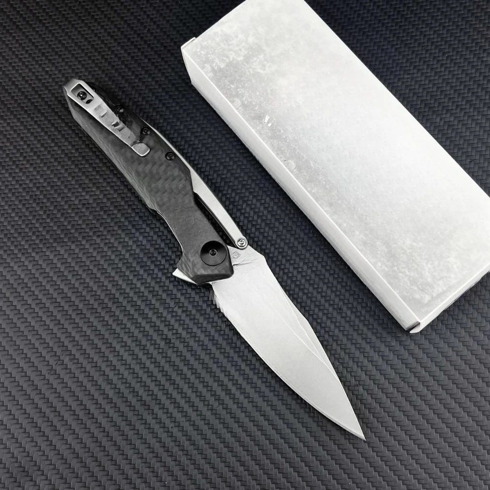 جودة عالية Z T 0990 BladeMaterial: D2 HandleMaterial: 420 ألياف الكربون الصلب قائمة جديدة للتخييم في الهواء الطلق سكين جيب رائع