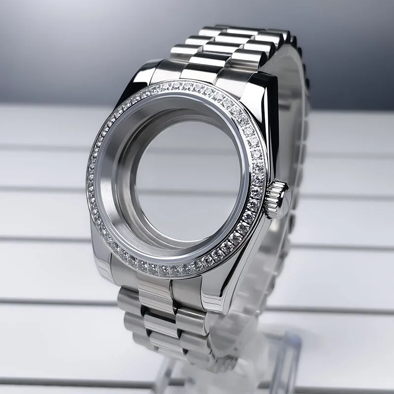 36mm/39mm Diamant Lünette NH35 Fall DJ Präsident Jubile Strap Saphirglas Mod Für NH35 NH36 Bewegung uhr Zubehör Teile – Detail 7
