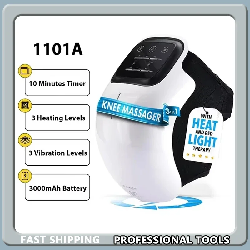 

Cordless Knee Massager with Red Light Therapy LED Screen 3 Level Infrared Heat & Vibration for Men & Women Pain Relief Gift