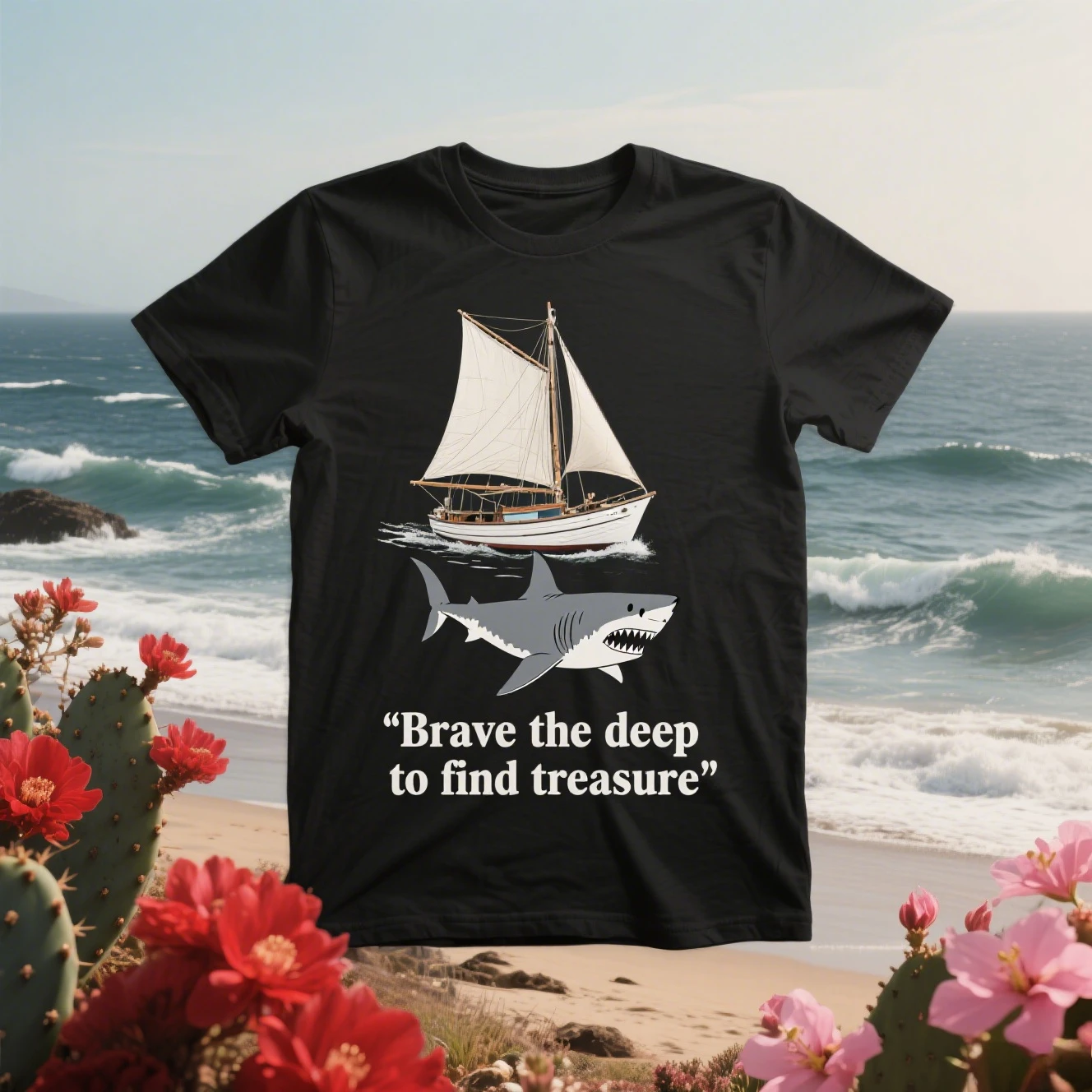 

Deep Sea Shark Print Summer Luxury Brand Pure Cotton Men's and Women's T-shirt Short Sleeve Street Fashion Trend Clothing