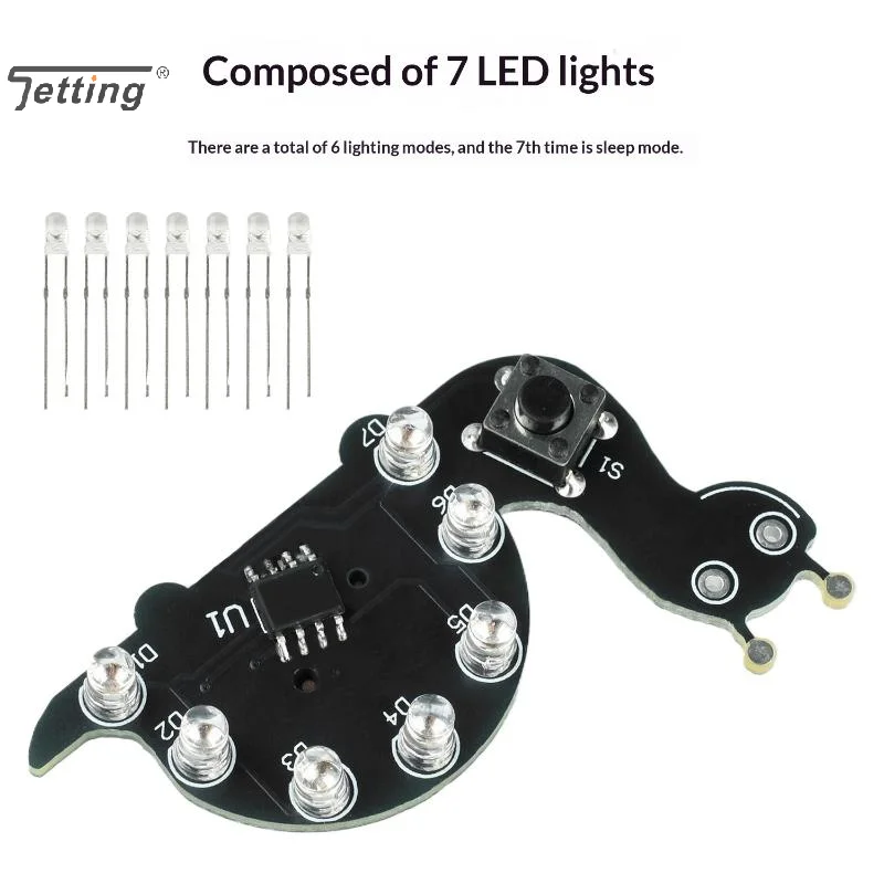 Snail-Shaped LED Flowing Light Soldering Practice Board DIY Soldering Learning Kit Fun DIY Electronic Soldering Components