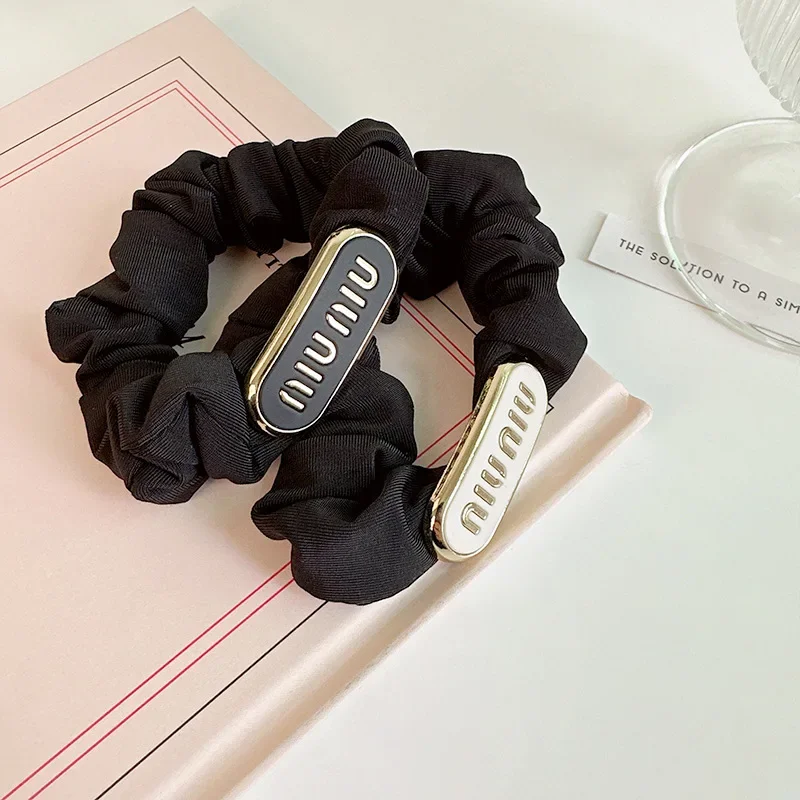 Blackgoldniu Letter Elegant Hair Ties Oval Long Elastic Hair Bands Silken Vines Stylish Ties For Women Girls