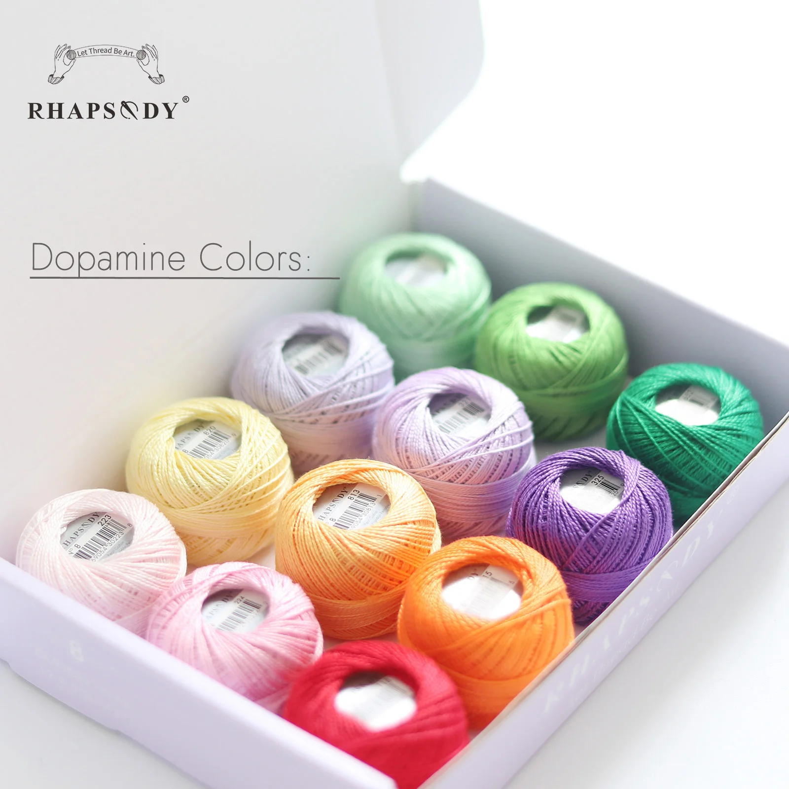 Rhapsody Größe 8, Häkelfaden, doppelt merzerisiert, lange Stapel, ägyptische Baumwolle, Perle, 12 verschiedene Farben, Set 43 Yards, 5 Gramm Kugel – Detail 26