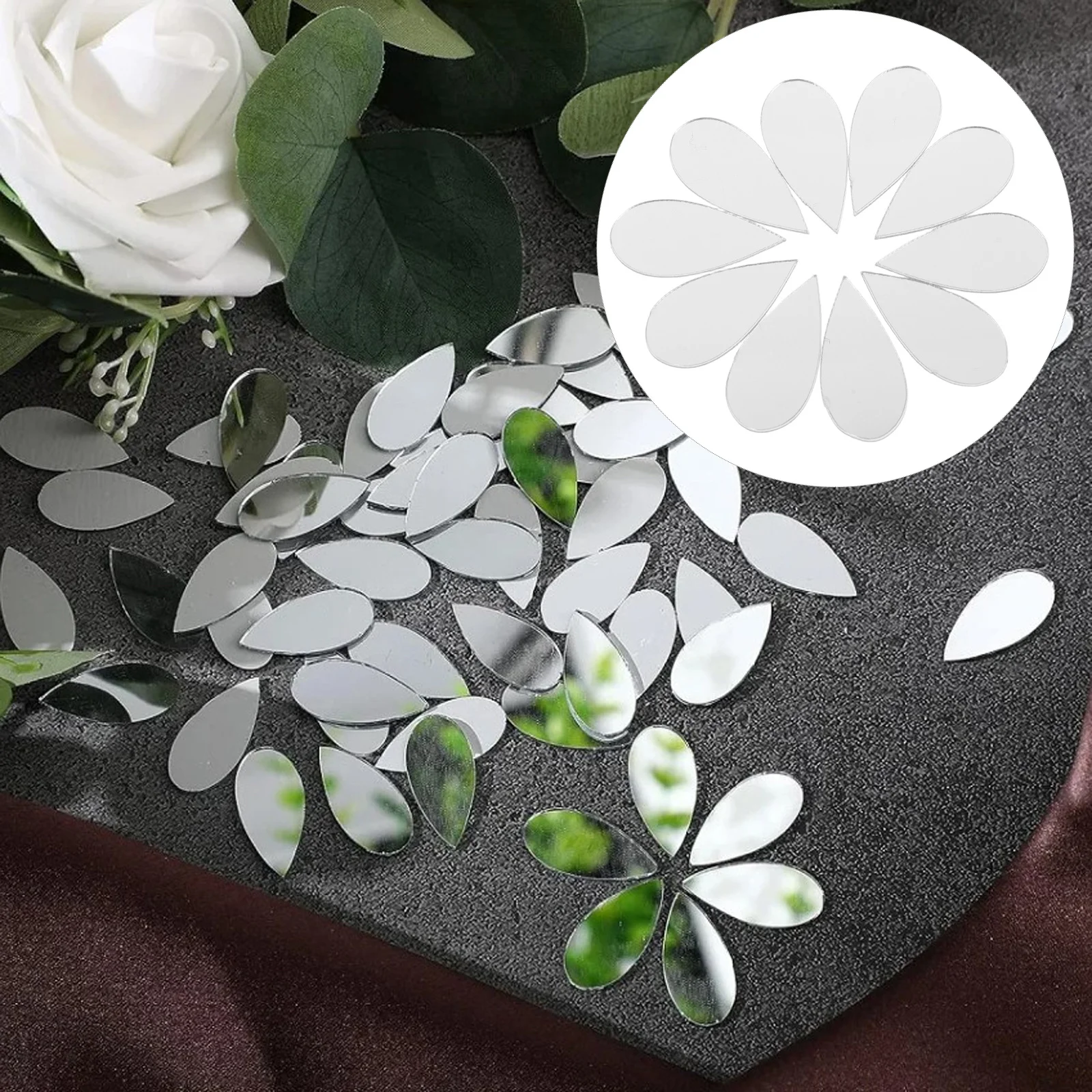 

3 Bags Nordic Cartoon Mirror Stickers DIY Self Adhesive Acrylic Teardrop Wall Decals for Bedroom Decor