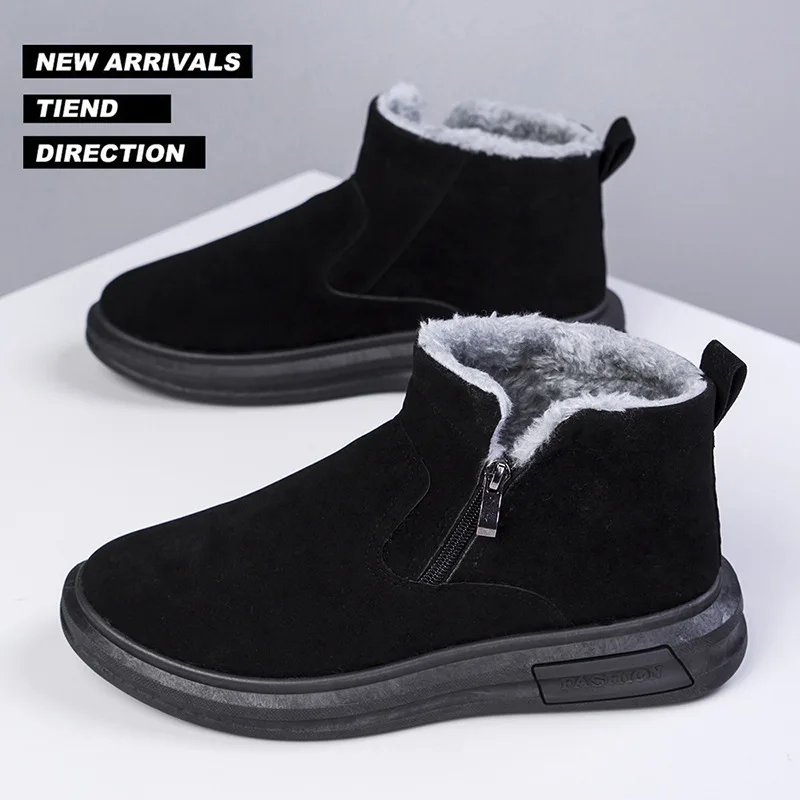 2024 New Winter Men Snow Boots Warm Plush Ankle Botas Hombre Sneakers Fashion Non-slip Outdoor Ankle Boots Casual Flat Footwear