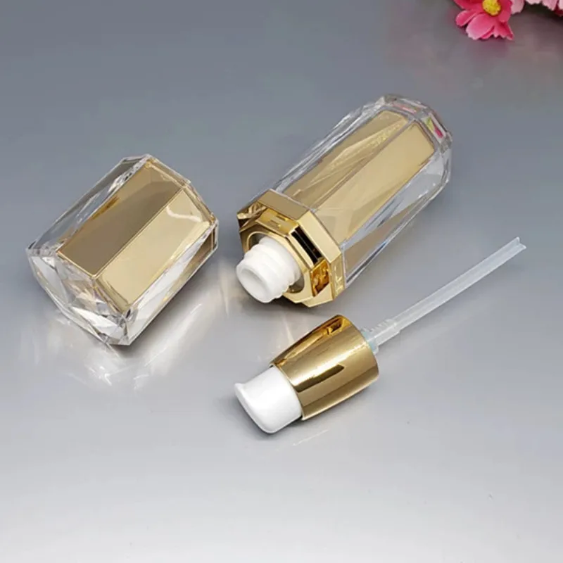 7pcs Champagne Gold/Gold Empty Spray Bottle Essence Lotion Pump Bottle Acrylic Cream Jar Cosmetic Container Bottle 10g 30g 50g