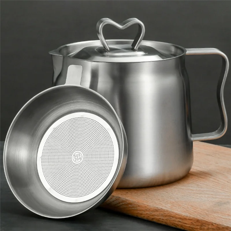 MLGB-Oil Pot,Oil Pot Stainless Steel Large Capacity Oil Fryer And Filter Cup Combo Versatile Oil Filter For Kitchen