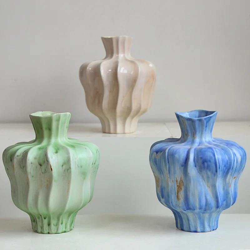 Flower Bud Irregular Ceramic Vase Creative Plant Pot Table Decoration Flowers Arrangement Floral Vases Room Aesthetic Decor
