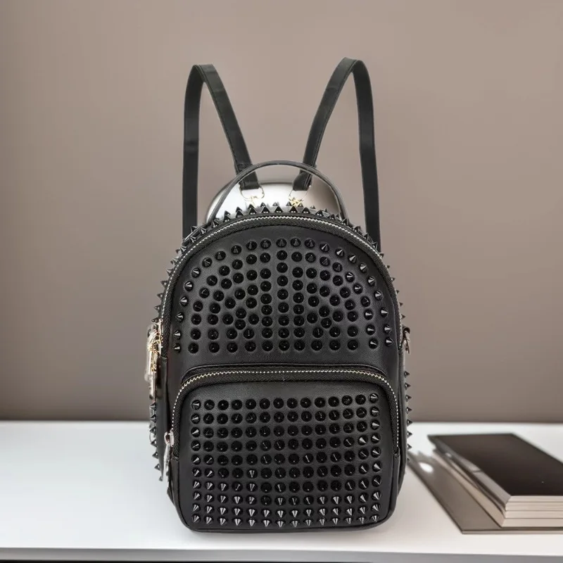 Women Gothic Punk Spicy Y2k Girl Retro Vintage rivet hardware Bag Large Letter PU leather Shoulders Baghere Backpack