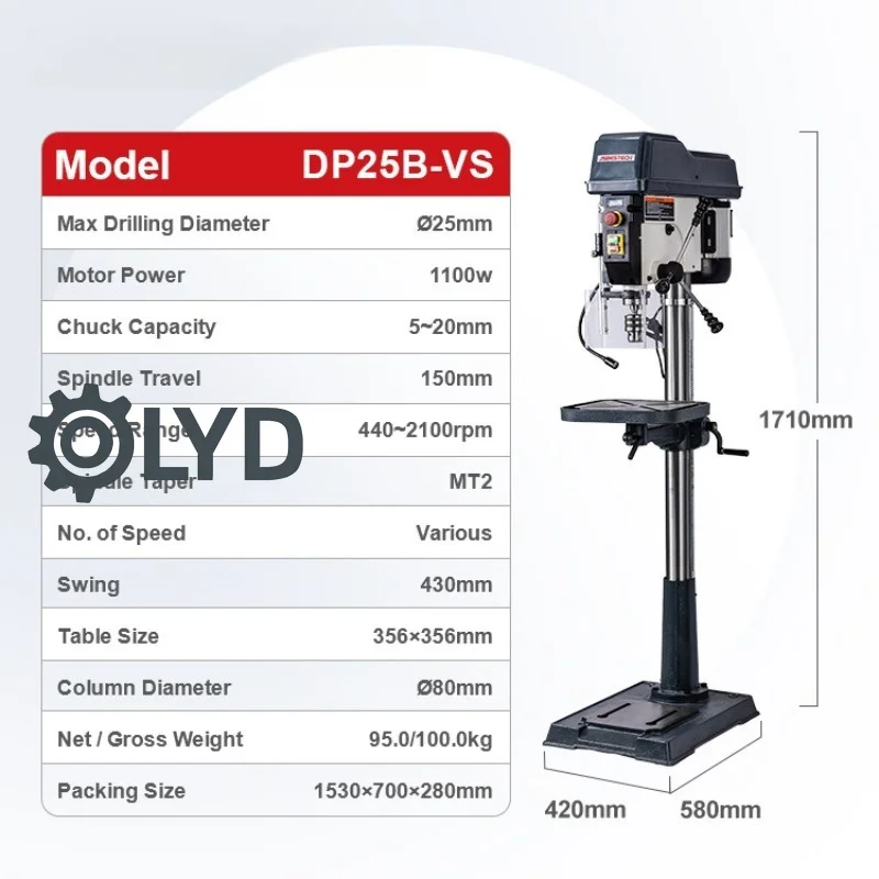 DP25 1100W  25mm Bench Drill Press Machine Metal Processing Equipment Industrial Machine