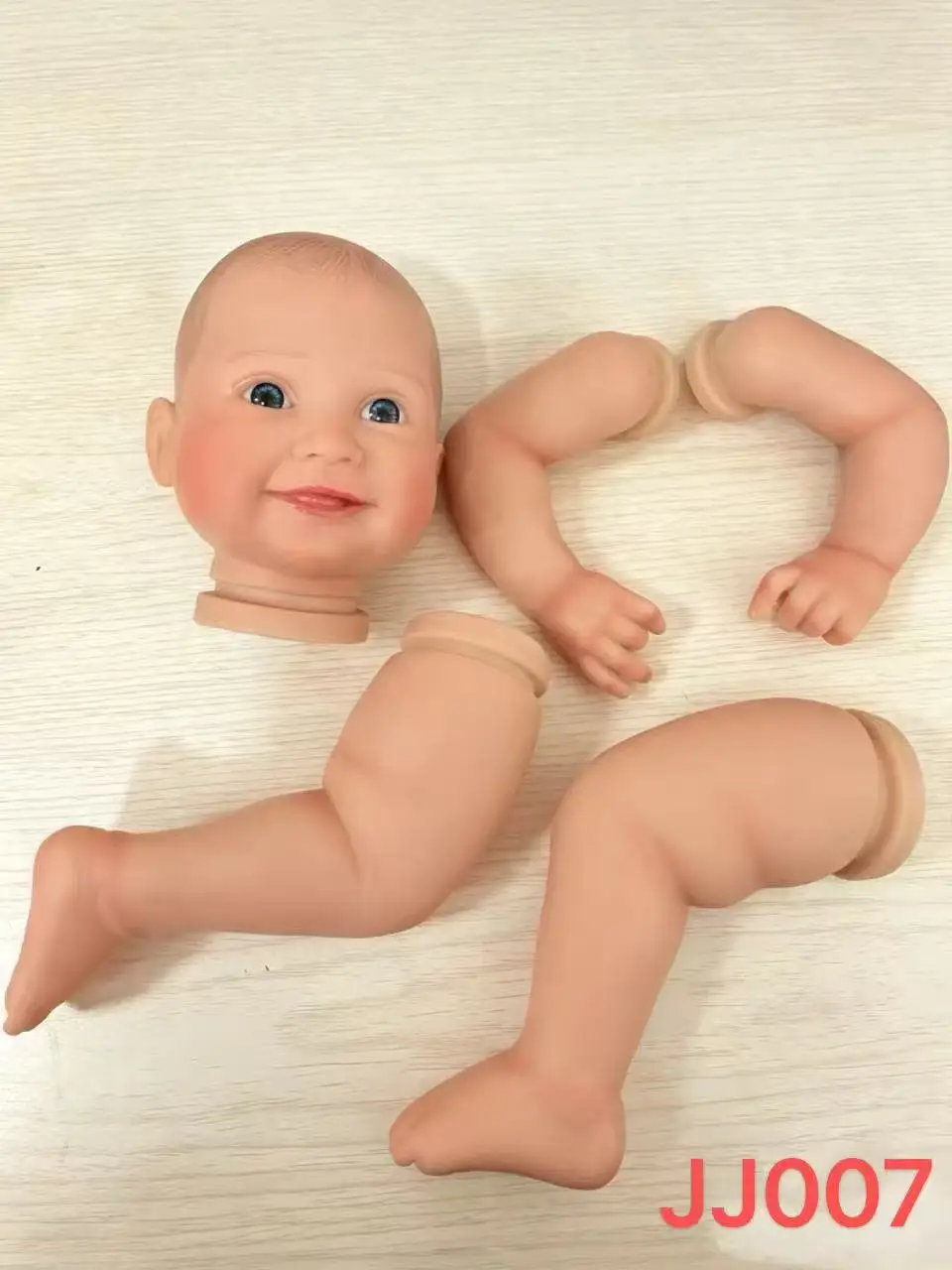 NPK 19inch Already Painted 3D Skin Unassembled Reborn Smile Summer Doll Kit with Cloth Body DIY Doll Parts for Artists