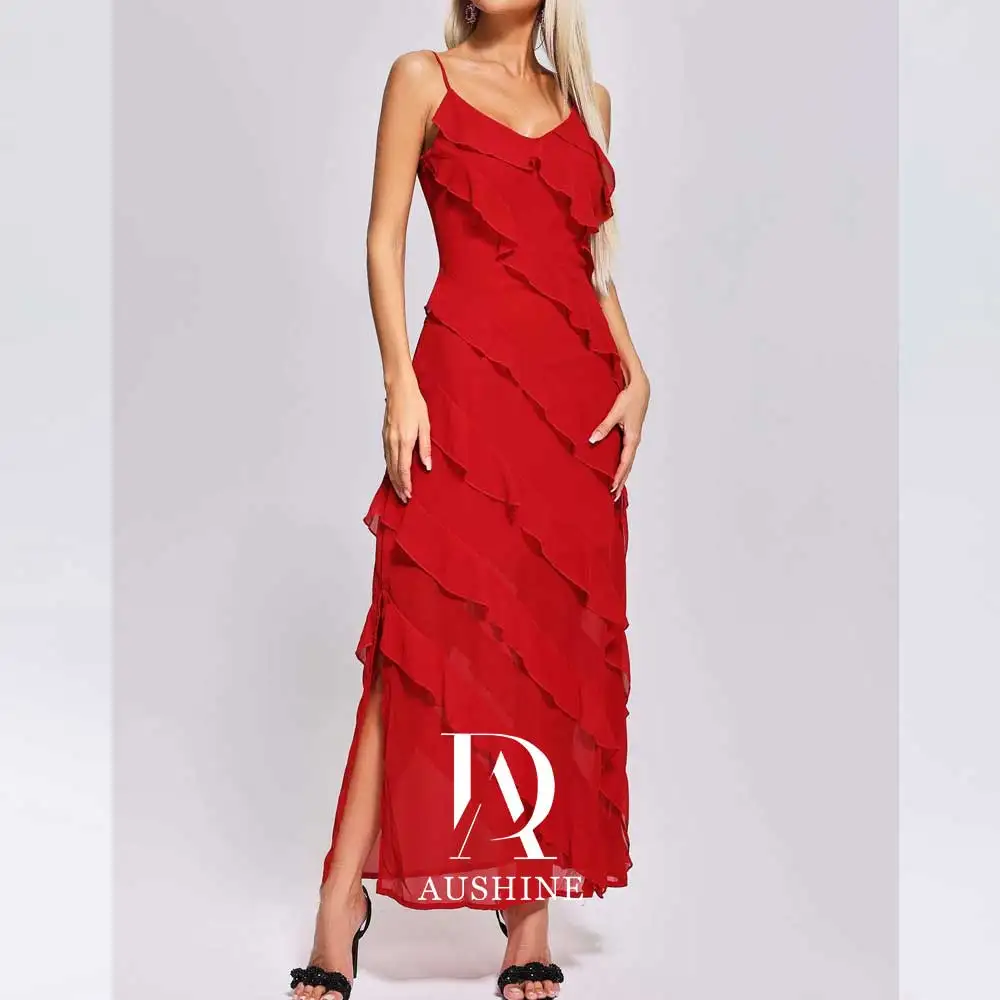 

Aushine Dress Luxury Birthday Evening Dress Ankle Length Sleeveless Summer Elegant Wedding Party Gowns For Women Arab 2024Fu