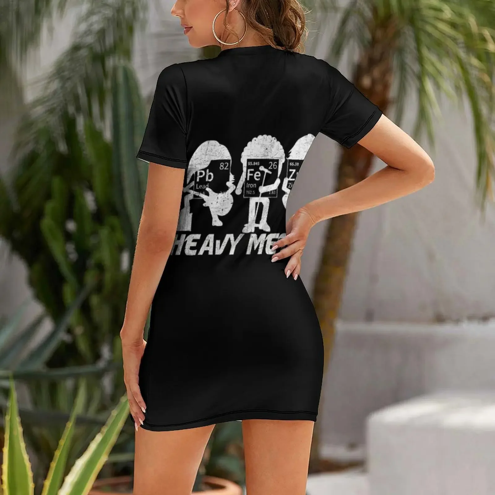 Funny Chemistry Heavy Metals. Chemistry Rock & Roll Gift design Short-Sleeved Dress Beachwear Dress