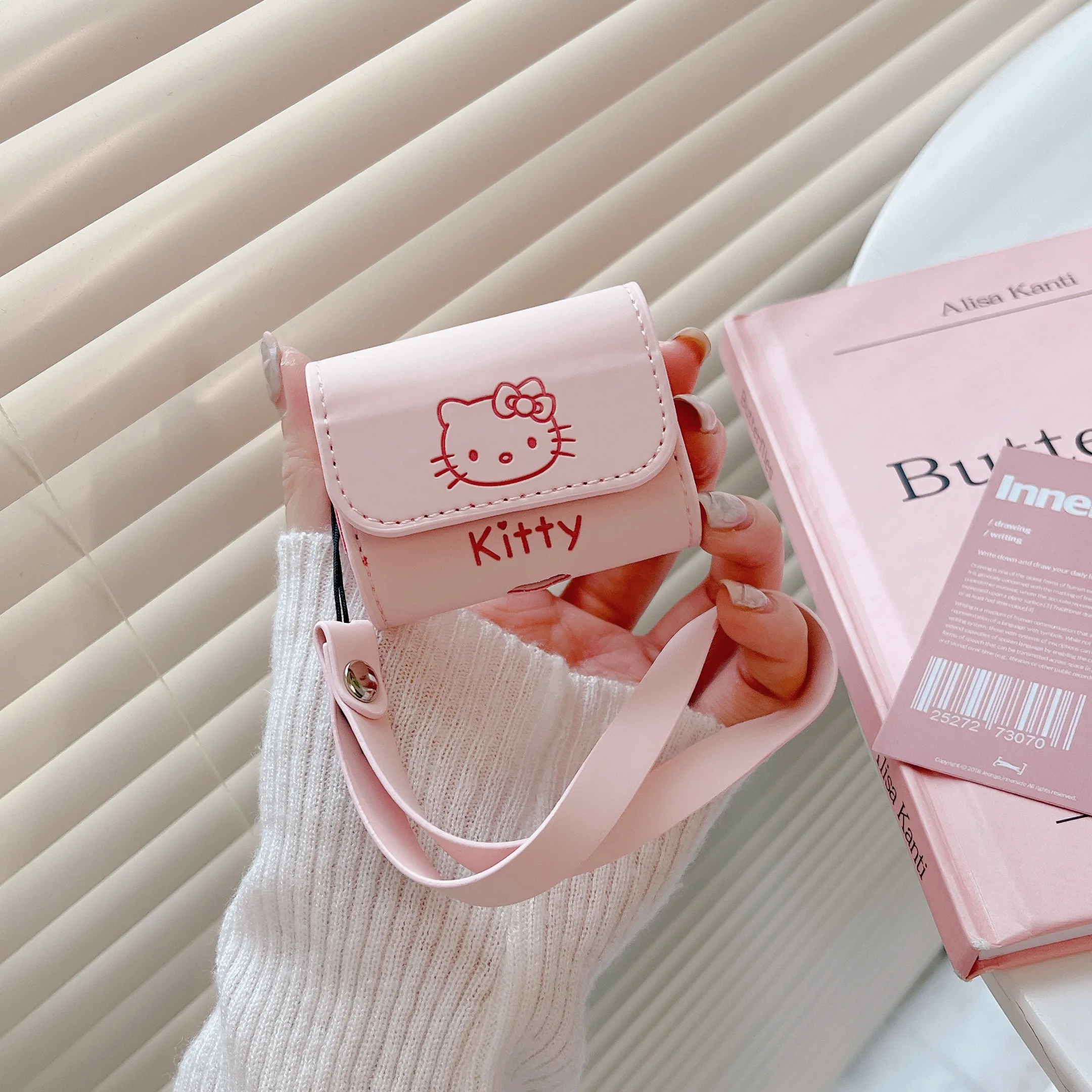 

Luxury Soft For Apple Airpods Case 1 3 Accessories Leather Case For AirPods pro 2 Earphone Sanrio Kitty Pink Cover With Lanyard