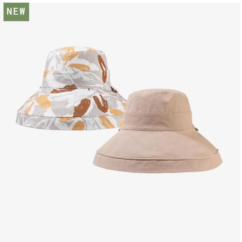 Women's Summer Hat Sun Protection Cotton Large Brim Double sided Fisherman Cap Casual Foldable Outdoor Bucket Hat Female New